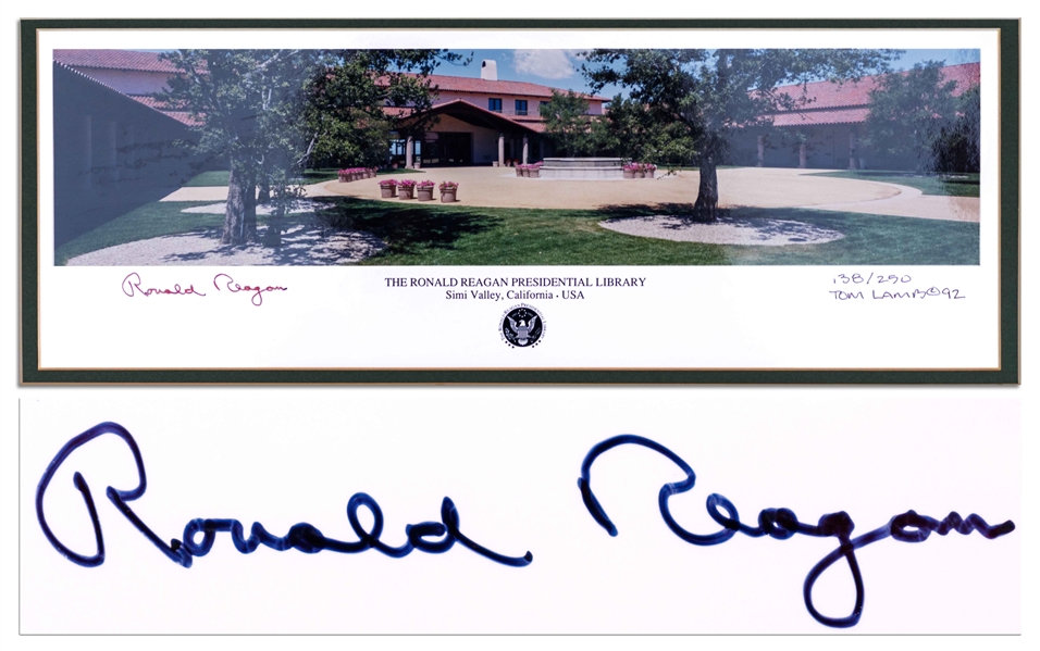 Ronald Reagan Signed Panoramic Photo of His Presidential Library -- Limited Edition Photo Measures 17'' x 8''